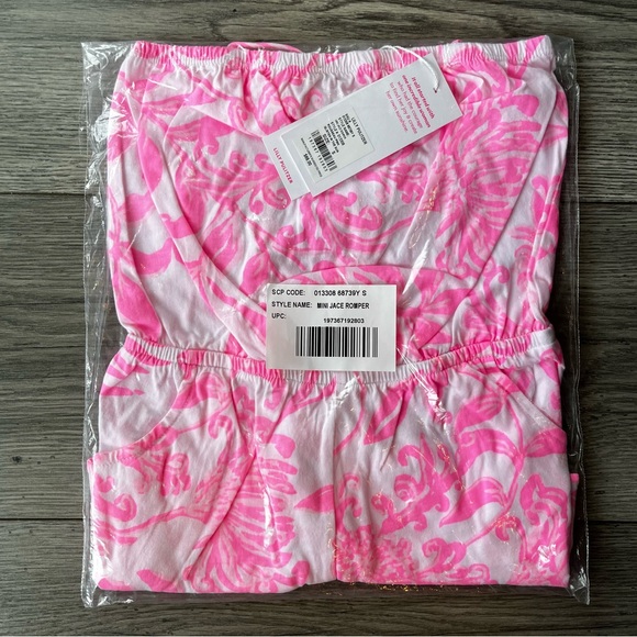 Lilly Pulitzer Girls Mini Jace Romper Rousseau Pink Glisten In The Sun Small NWT - Picture 6 of 7